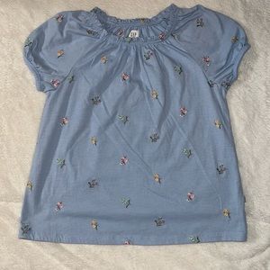Gap girls short sleeve light blue floral blouse
